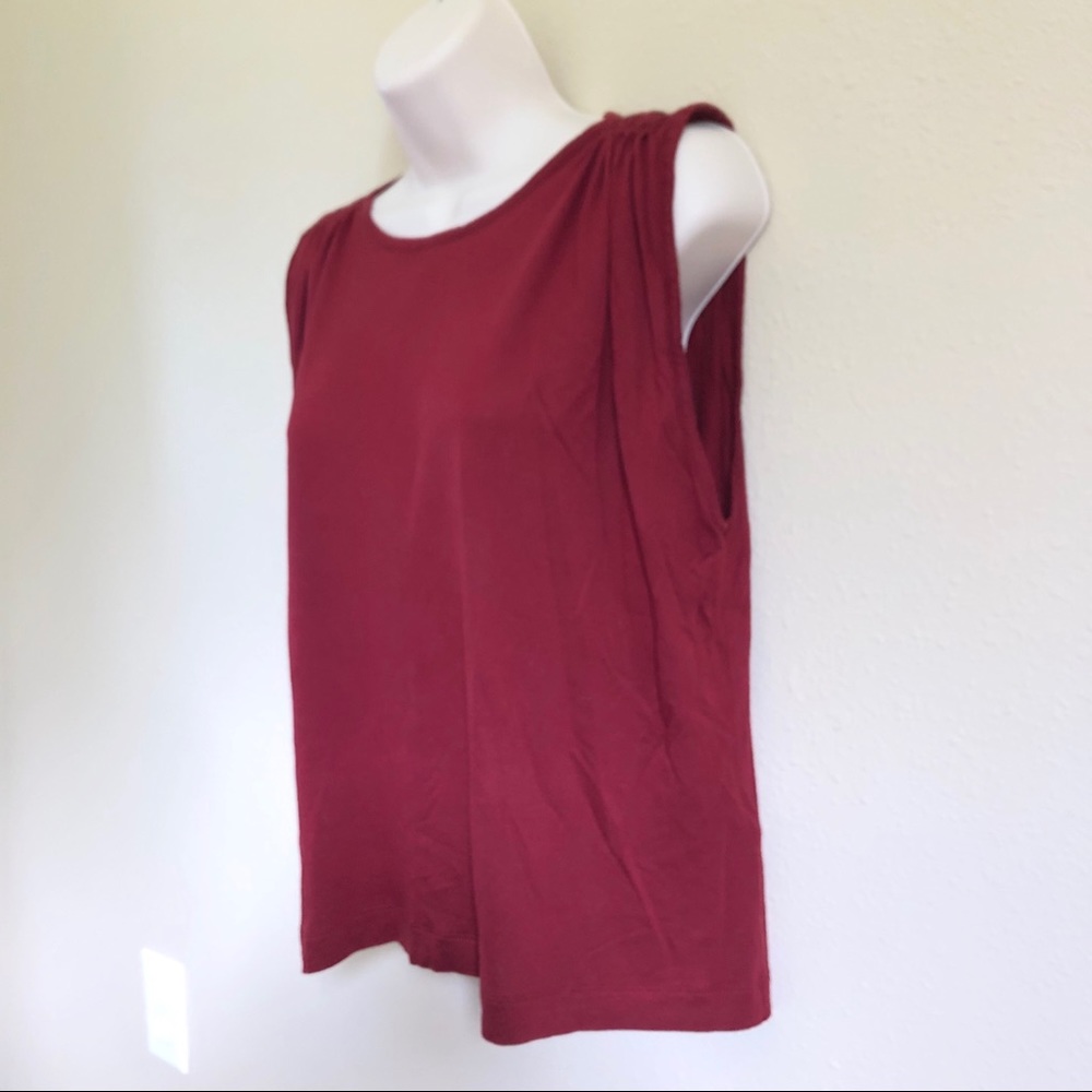Large Madewell Ruched Shoulder Tank Rust Color - Picture 3 of 10